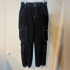 Stylish Black Cargo Pants with Contrast Stitching